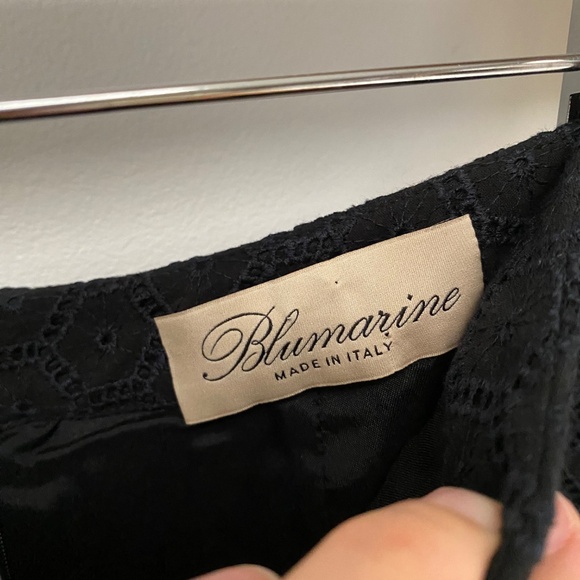 Blumarine Made in Italy 100% Cotton Eyelet Mini Pencil Navy Summer Skirt Size 2 - Picture 2 of 6